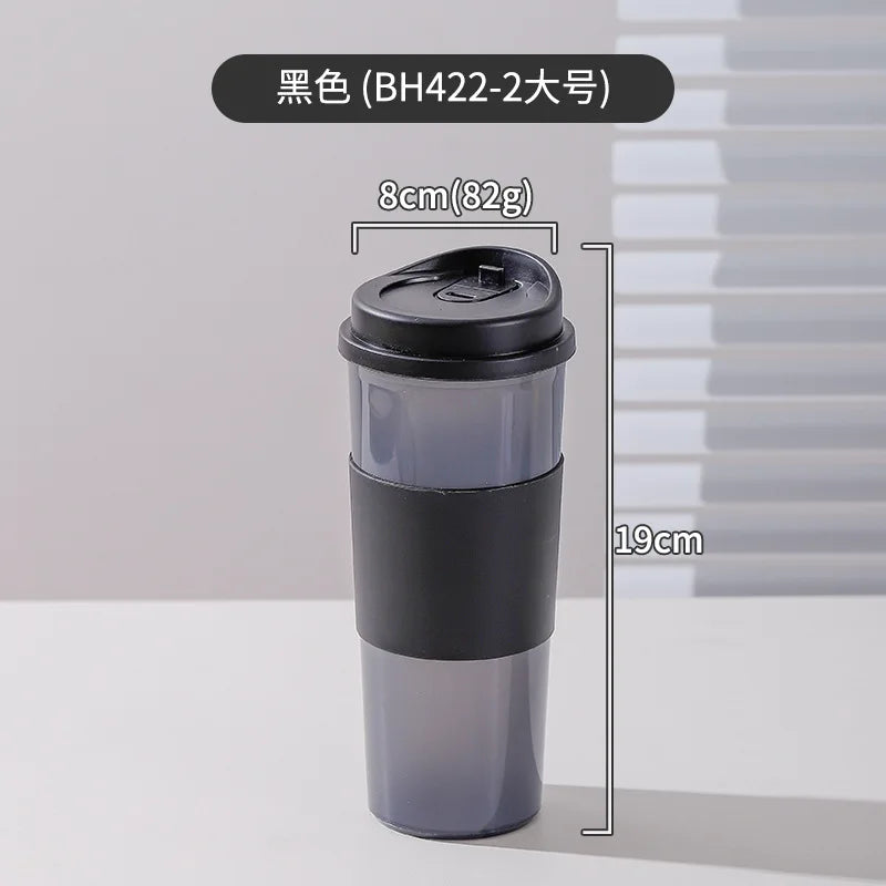 1PC 16OZ Reusable Free BPA Travel Plastic Coffee Cup with Non-Slip Sleeve To Go Travel Cups Hot or Cold Drinks Peaceful Pleasures Health and Wellness Black 400-600ml