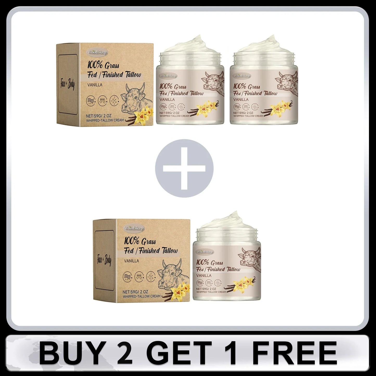 Grass Fed Beef Tallow & Honey Face & Body Balm – 59g
