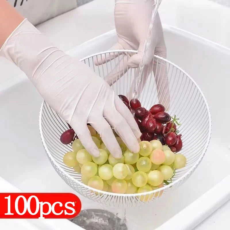 100Pack Housework Strong White Disposable Nitrile Gloves PVC Latex Free AntiStatic Garden Pet Care Tattoo Work Oil-proof Gloves Peaceful Pleasures Health and Wellness