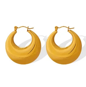 Women's Gold Hoop Earrings – 18K Stainless Steel, Waterproof