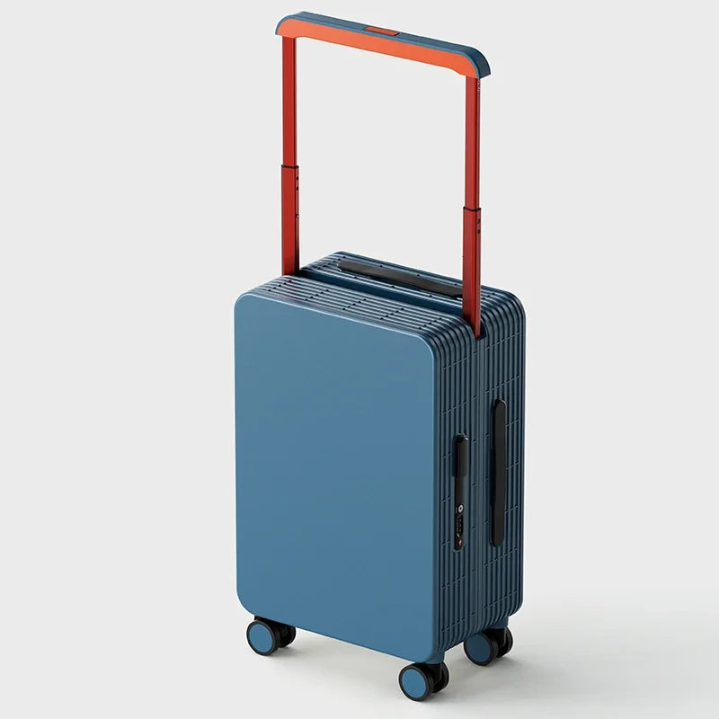 2025 Wide Handle Suitcase Carry-On Luggage 20 Inch Travel Trolley Case for Men And Women with Aluminum Frame PC Material Peaceful Pleasures Health and Wellness Blue 20 inch