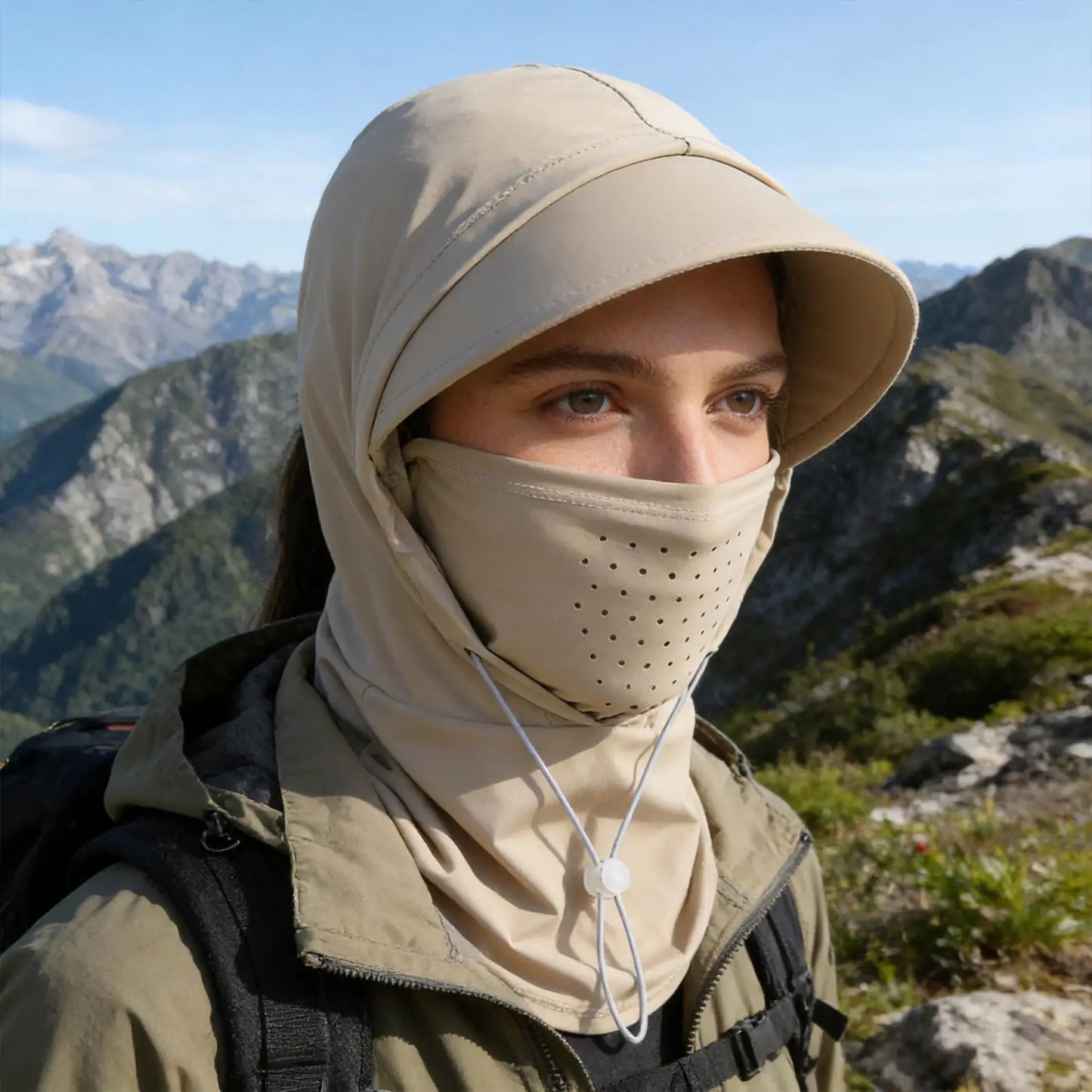 UPF 50+ Ice Silk Sun Hood – UV Face & Neck Cover for Outdoors