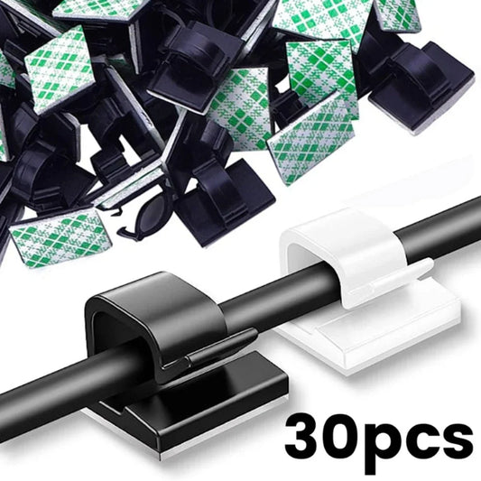 Self-Adhesive Cable Organizer Clips | Wire Management 1/10/30pk Cable Management Clips Peaceful Pleasures Health and Wellness