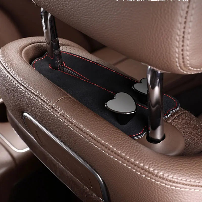 Heart Shape Car Headrest Hook – Suede Alloy Dual Hanger