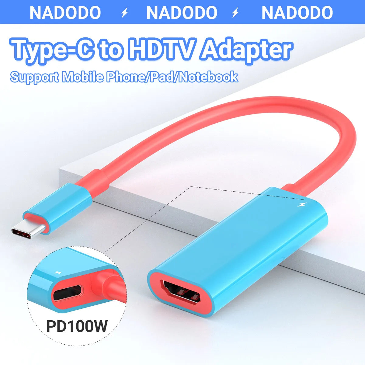 USB-C to HDMI 4K Adapter PD 100W | Switch, iPad Pro, Laptop