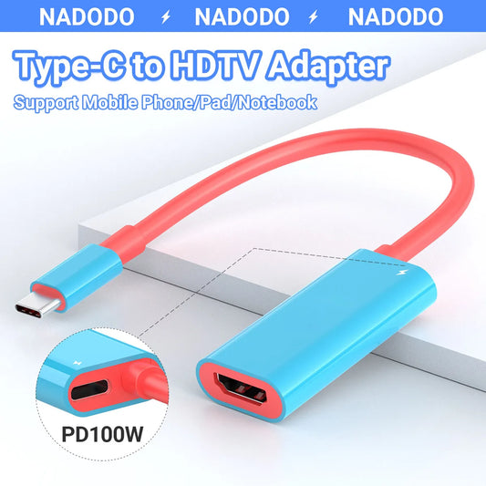 USB-C to HDMI 4K Adapter PD 100W | Switch, iPad Pro, Laptop USB-C HDMI Adapter Peaceful Pleasures Health and Wellness