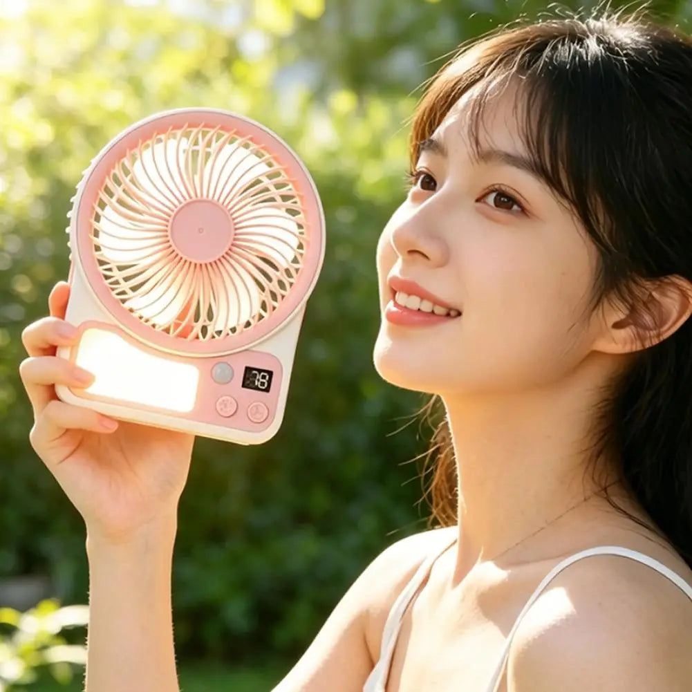 USB Rechargeable Motion Sensor Fan with Light Portable Desk Fan for Dorm Bedroom Camping Quiet Small Fan Long Battery Life Auto Peaceful Pleasures Health and Wellness