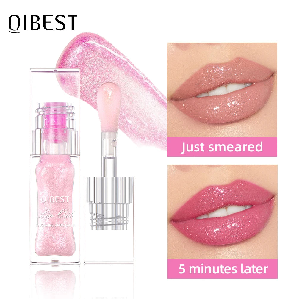 QIBEST Lip Oil Gloss Temperature Color Changing Moisturizing Makeup Lipstick Hydrating Lip Plumper Extreme Lip Care Cosmetics Peaceful Pleasures Health and Wellness