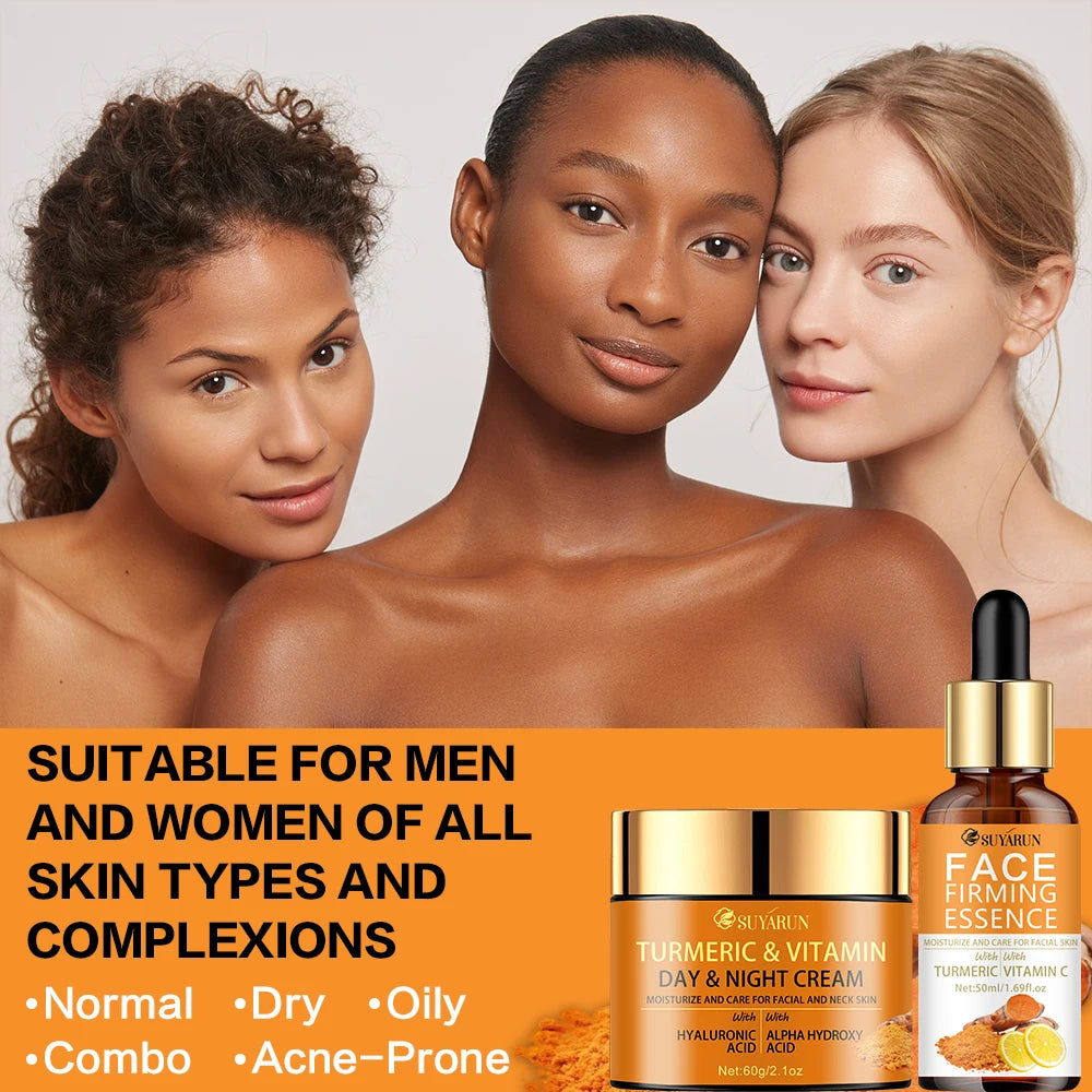 SUYARUN Vitamin C Brightening Cream + Turmeric Firming Serum Duo, Anti-Aging Skincare Set for Youthful Glow & Radiance. Peaceful Pleasures Health and Wellness