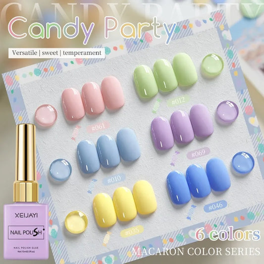 6-Color Macaron Gel Nail Polish Set | Pastel Candy Shades Gel Nail Polish Set Peaceful Pleasures Health and Wellness