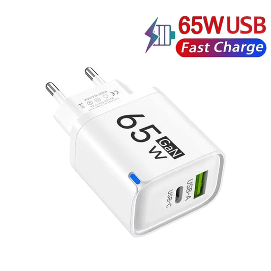 65W GaN USB-C PD Fast Charger | iPhone Samsung Travel QC 3.0 USB-C Fast Charger Peaceful Pleasures Health and Wellness