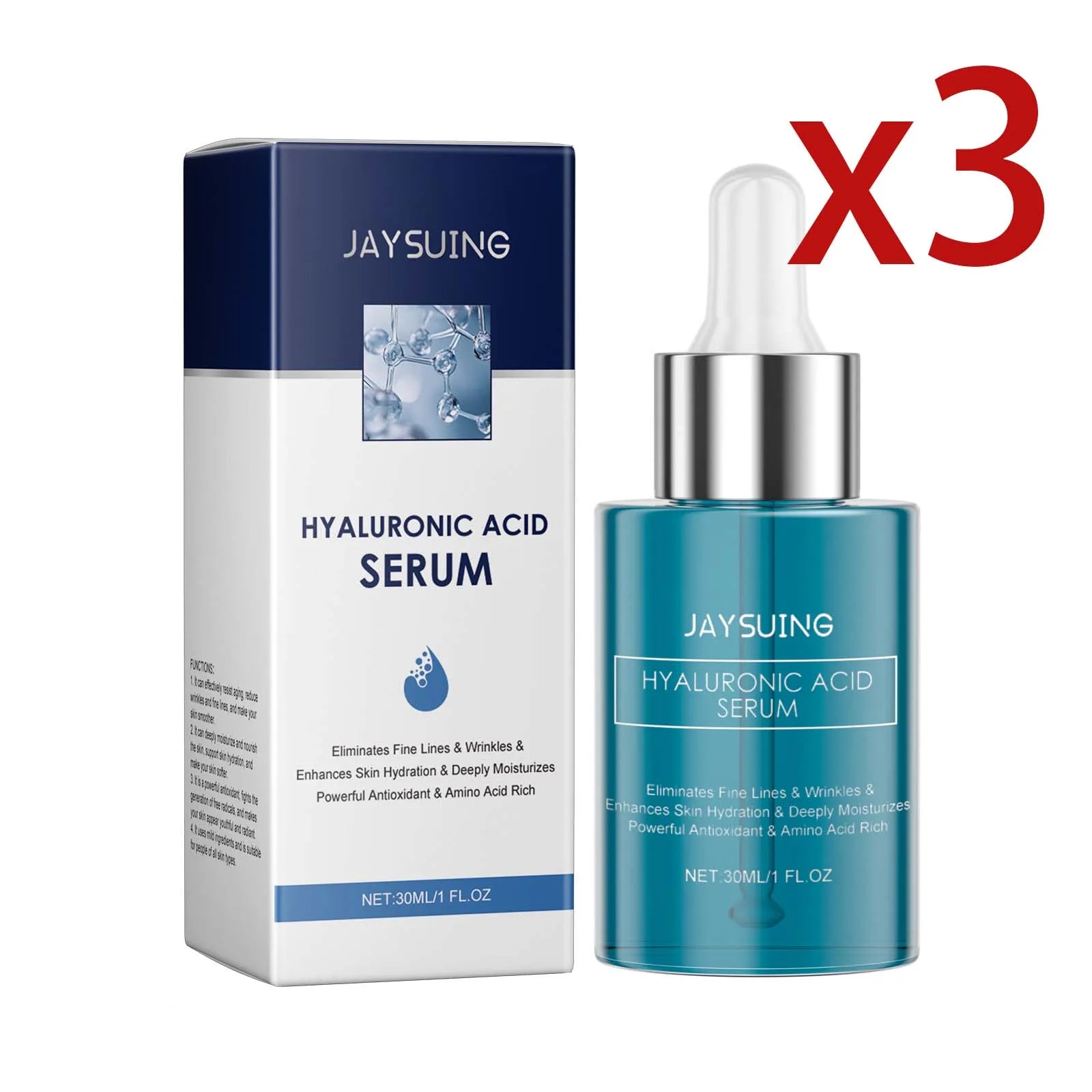 Hyaluronic Acid Facial Essence for Smooth Skin Peaceful Pleasures Health and Wellness 3x30ml 30ml