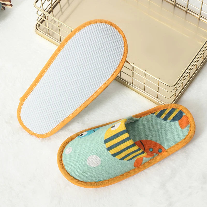 Kids Disposable Cartoon Slippers | Non-Slip Travel & Hotel