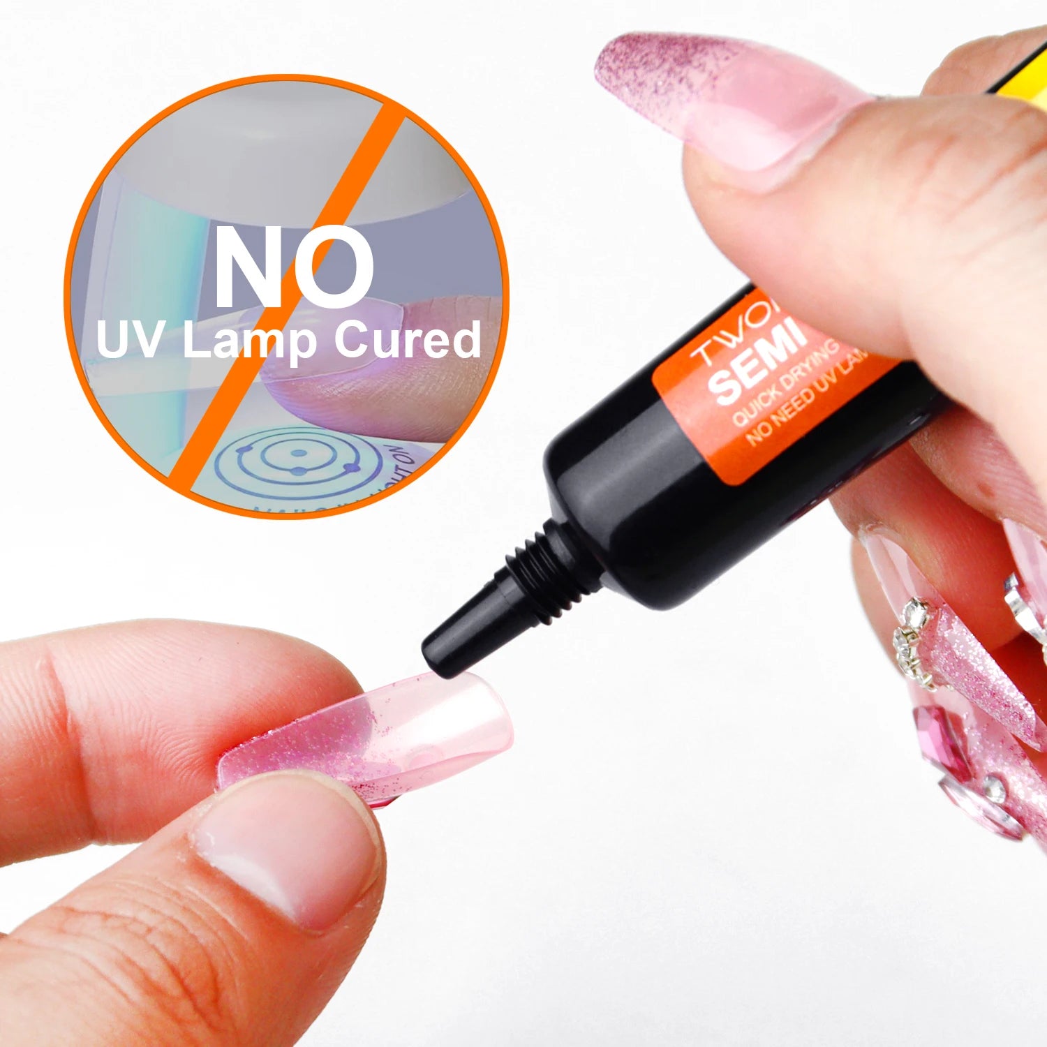 3pcs Quick-Dry Nail Glue，Semi solid Super Strong Adhesive For Press-On Nail&Rhinestones，Waterproof Long-Lasting No need UV Cured Peaceful Pleasures Health and Wellness