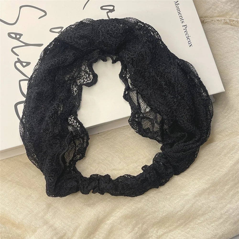 Mesh Lace Headband – Breathable Elastic Hair Wrap for Women