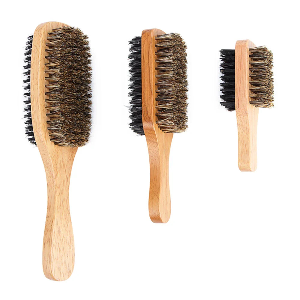 Men's Boar Bristle Hair & Beard Brush – Natural Wood S/M/L