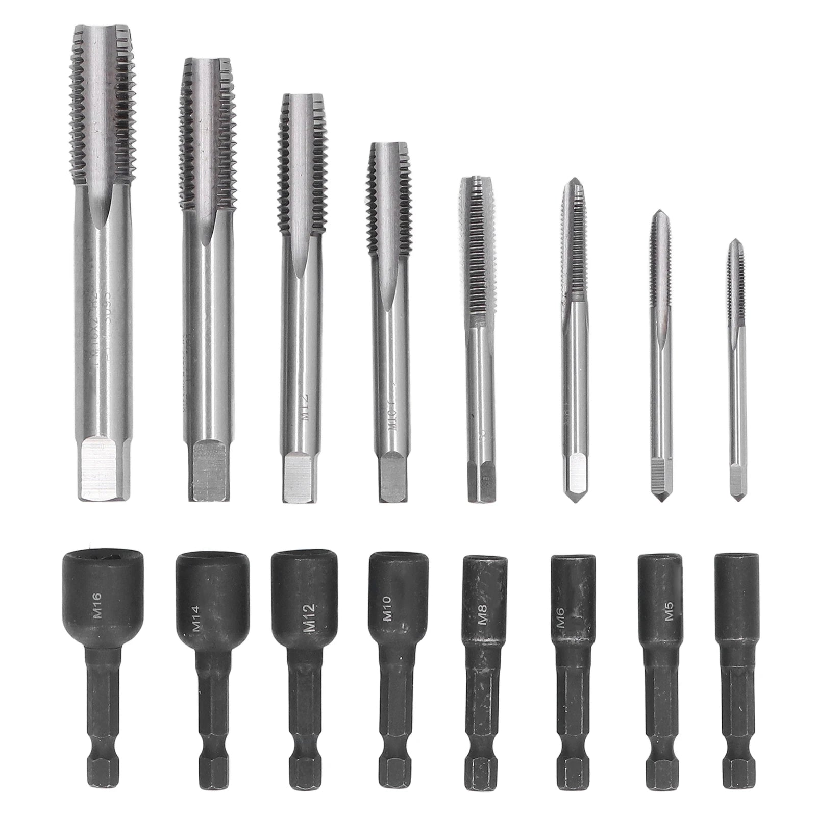 Tap Socket Set Machine Lengthened Tapping Chuck 1/4in Hex Shank Steel Hand Tools Tap Socket Set 1/4in Hex Shank Tap Socket Peaceful Pleasures Health and Wellness A