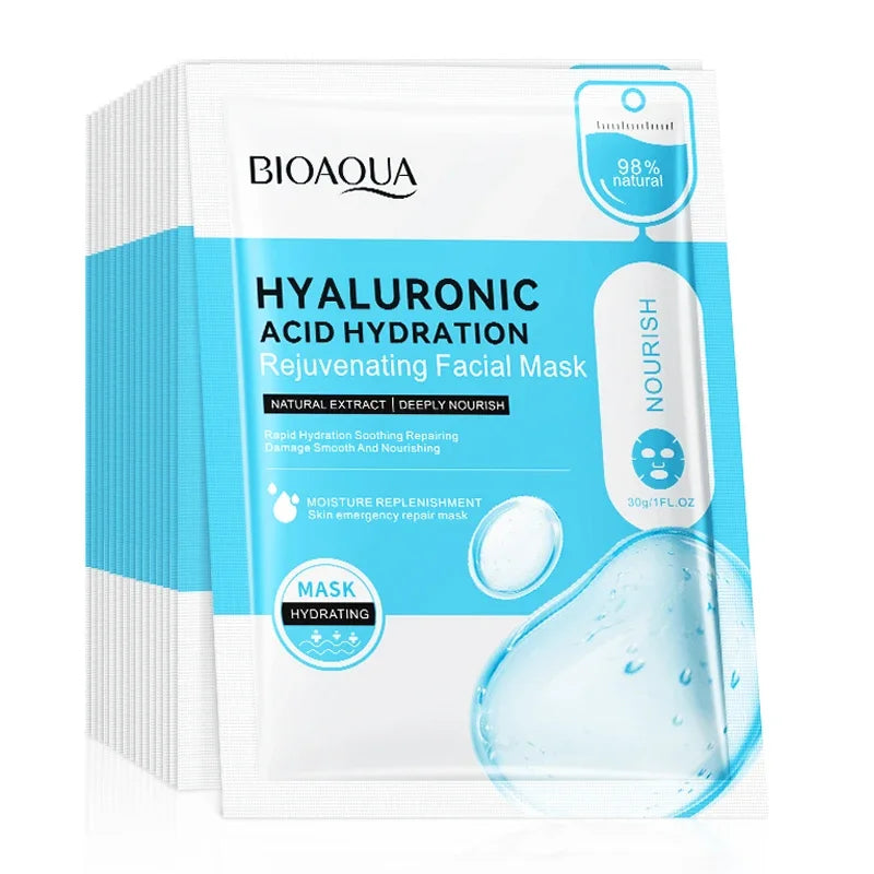 BIOAQUA Hyaluronic Acid Face Sheet Masks 10 Pack – Hydrating