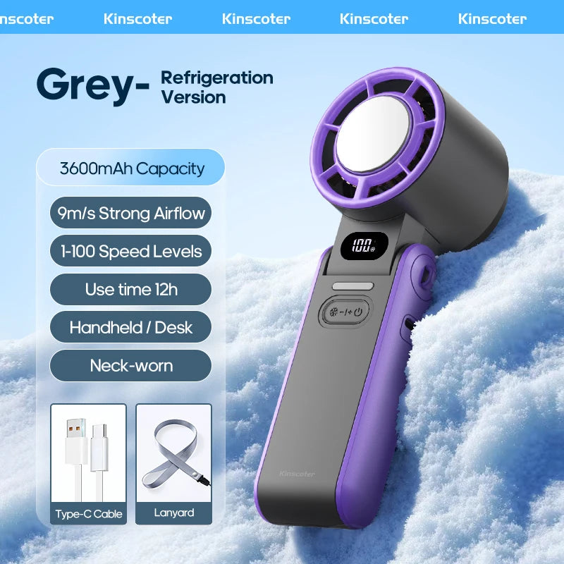 Portable Cooling Handheld Fan – 3600mAh, 100 Speeds, Foldable