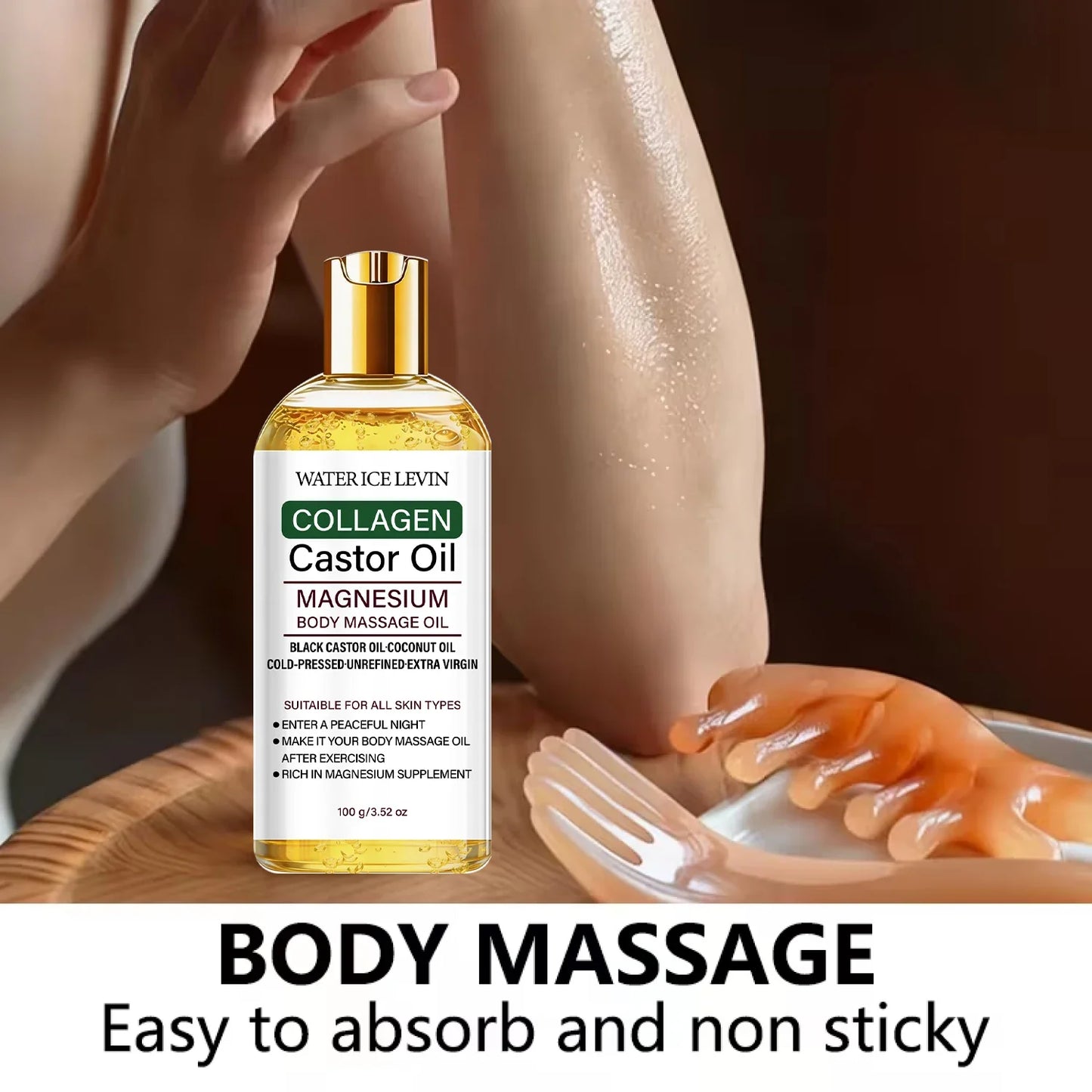 Cold-Pressed Castor Oil Massage Oil – Collagen & Magnesium