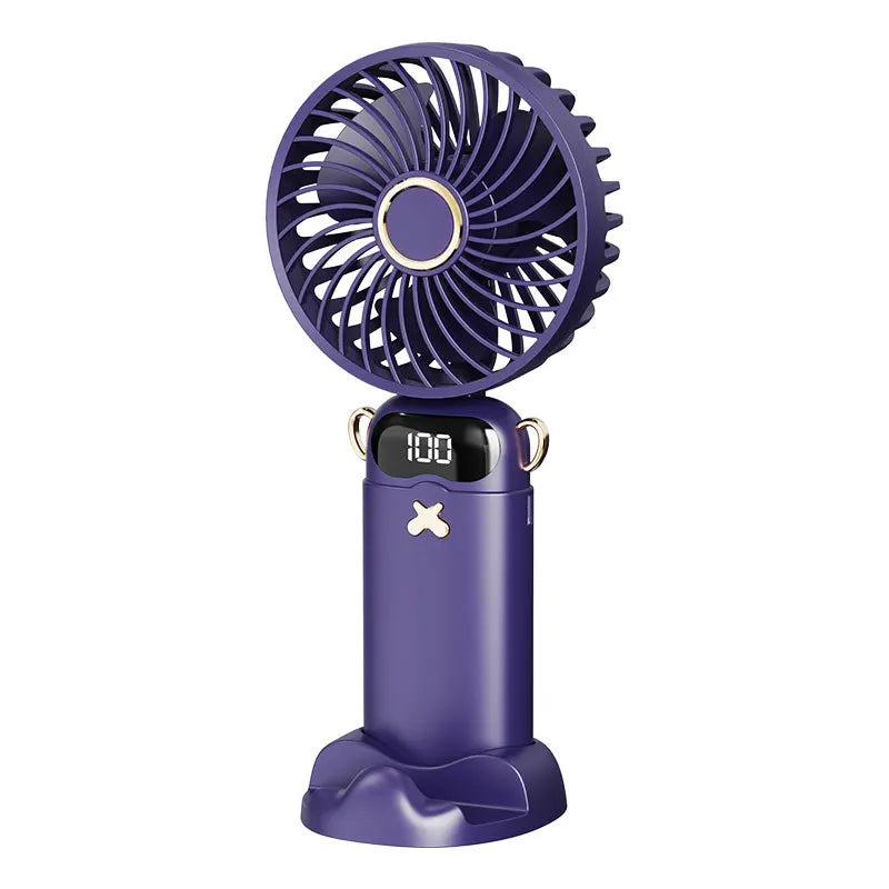 Portable Ultra-Quiet USB Mini Handheld Fan Portable Desk Fans 5 Speed USB Rechargeable Fan with Phone Stand and Display Screen Peaceful Pleasures Health and Wellness Lavender