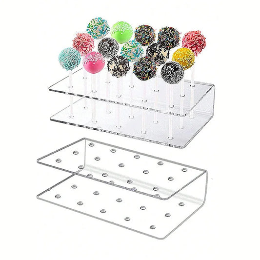 15-Hole Clear Acrylic Cake Pop Stand | Lollipop Display Holder Cake Pop Stand Peaceful Pleasures Health and Wellness