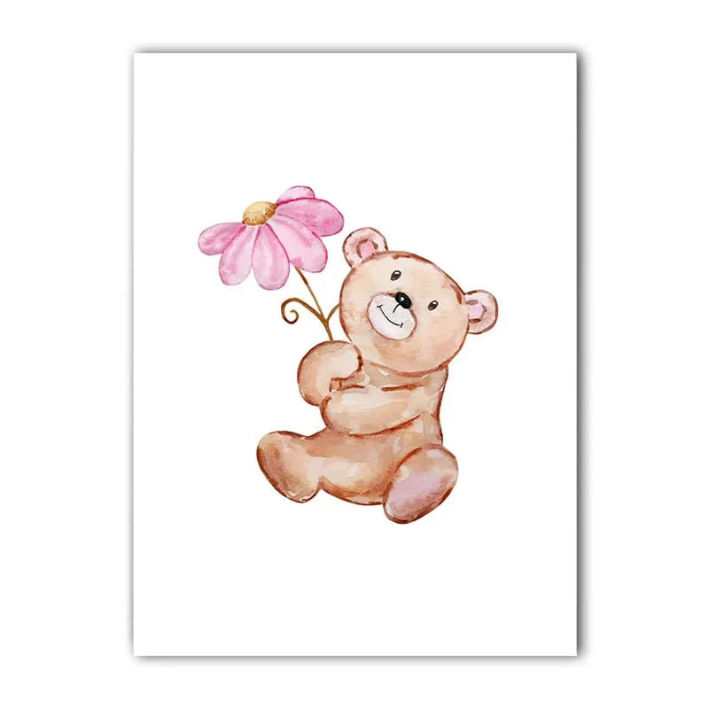 Nordic Teddy Bear Nursery Canvas Wall Art | Kids Room Decor Nursery Canvas Print Peaceful Pleasures Health and Wellness 04 15x20cm No Frame China Mainland
