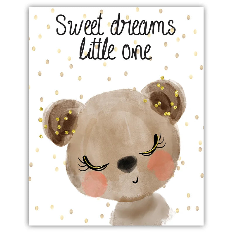 Nursery Animal Canvas Wall Art – Giraffe Bear Elephant Kids Print Nursery Canvas Print Peaceful Pleasures Health and Wellness 03 40x60cm No Frame China Mainland