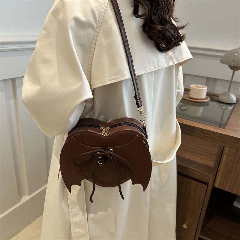 Niche Design Bag Women Trendy Fashionable and Individual Wing-shaped Single-shoulder Bag Versatile Irregular Shape Crossbody Bag Peaceful Pleasures Health and Wellness