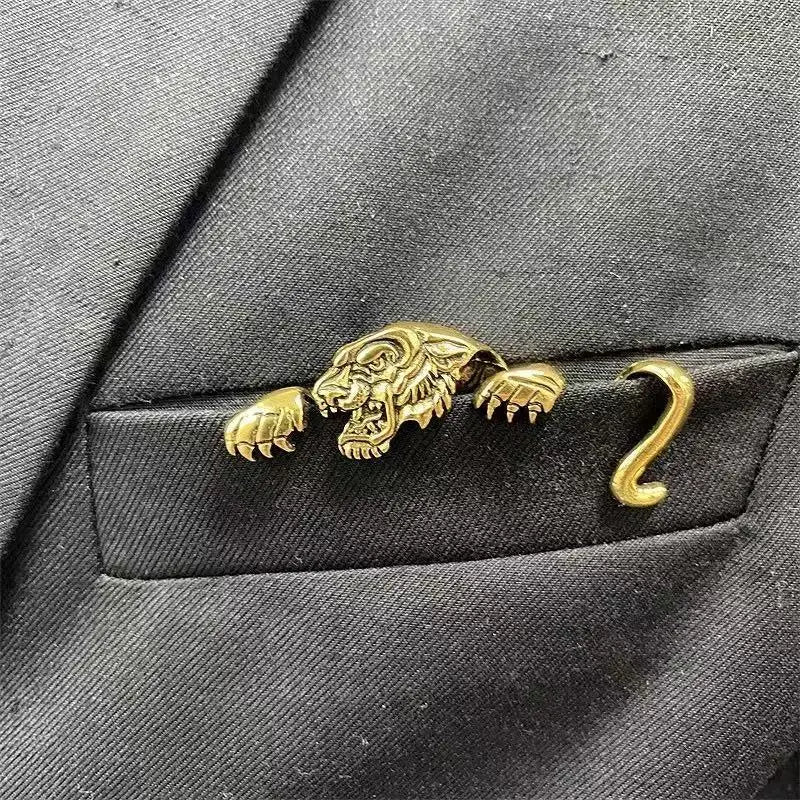 Zinc Alloy Lapel Pin with Crocodile Tiger Design Peaceful Pleasures Health and Wellness 01