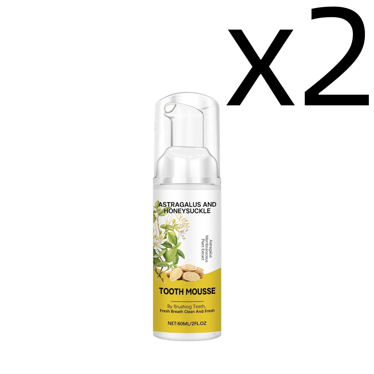 Astragalus Membranaceus Teeth Clean Mousse Reduce Yellowing Improve Mouth Odor Keep Oral Health Gentle Cleaning Foam Teethpaste Peaceful Pleasures Health and Wellness 60ml X 2PCS