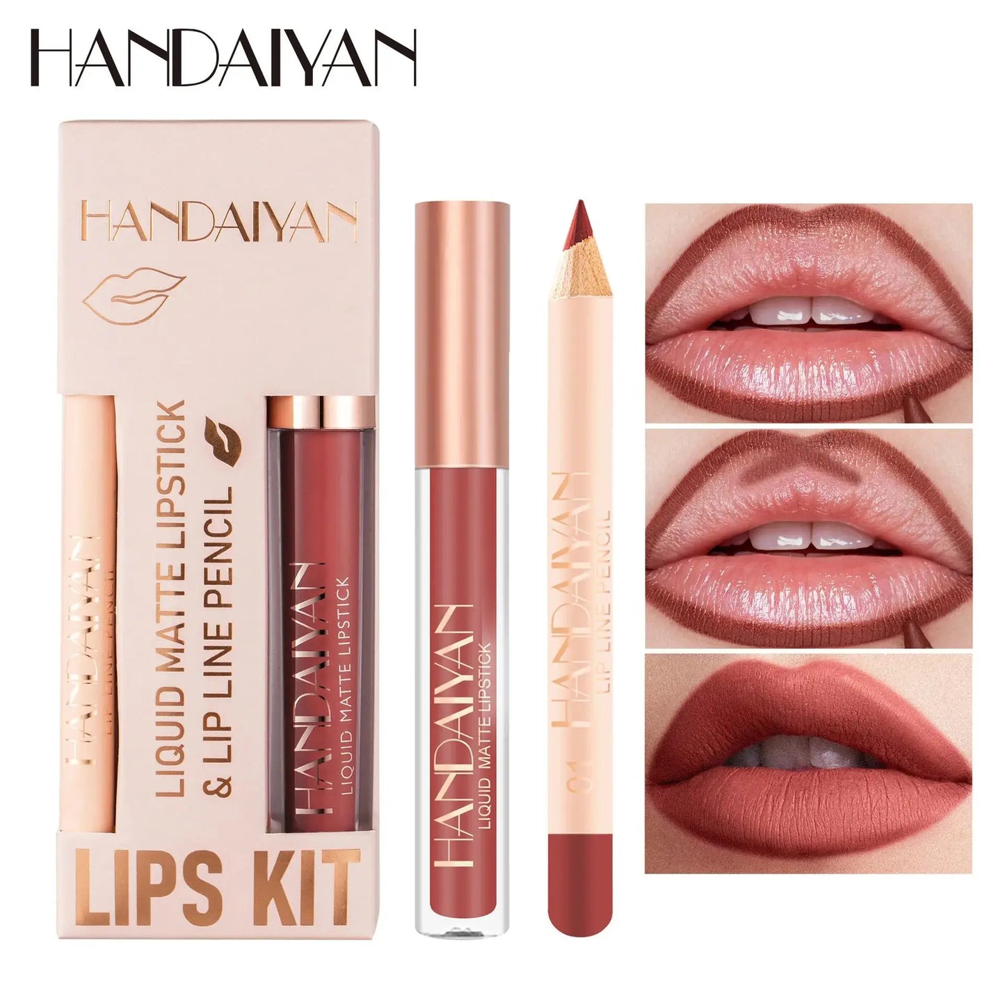 Handaiyan 2-in-1 Matte Lipstick & Lip Liner Set | 12 Shades