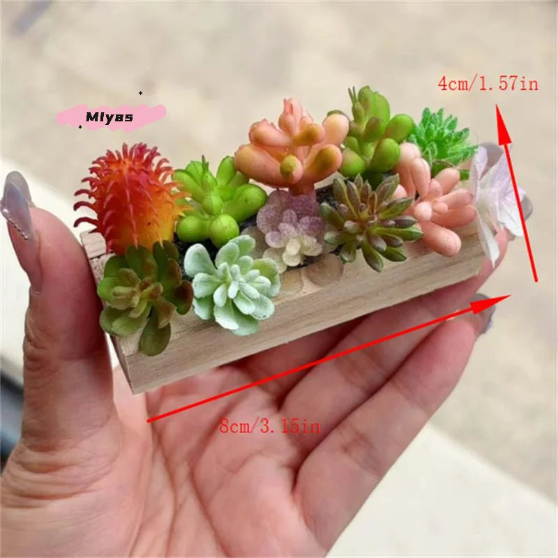 Miniature Wooden Trough Plant Pot Dollhouse Decor Ornament