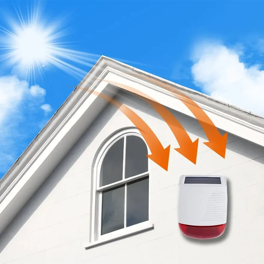 433MHz Solar-Powered Wireless Siren Alarm - 120dB Outdoor Security Horn with Strobe Light, Waterproof for Smart Home Peaceful Pleasures Health and Wellness