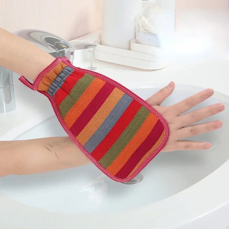 Striped Exfoliating Bath Gloves for Kids & Adults | Shower Mitt