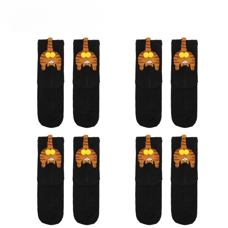 3D Cat Butt Cartoon Socks – Funny Novelty Cotton Mid Socks