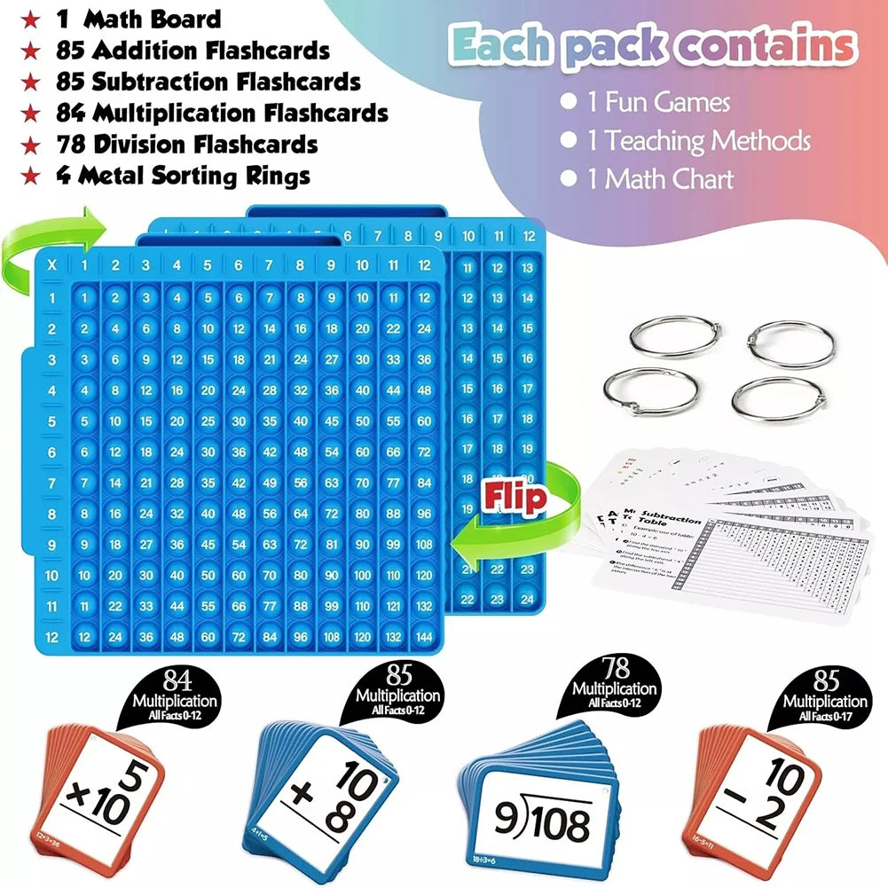 Math Flash Cards & Fidget Mat Set – 288 Cards for Kids
