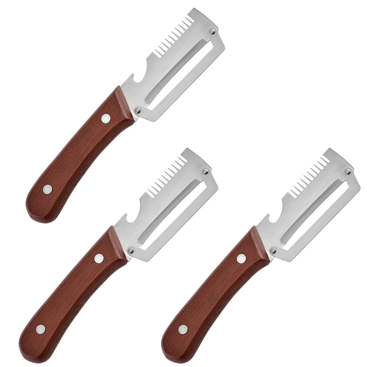 Household Multifunctional Kitchen Knife,Squid Cutting Tool,Bottle Opener,Scallion Sharp Peeling Knife Versatile Kitchen Tool Peaceful Pleasures Health and Wellness A 3pcs