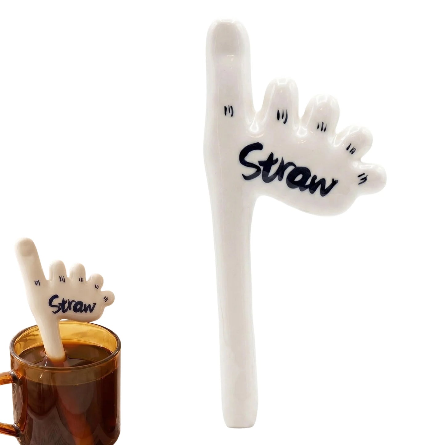 Ceramic Foot-Shaped Drinking Straw | Funny Reusable Novelty Straw