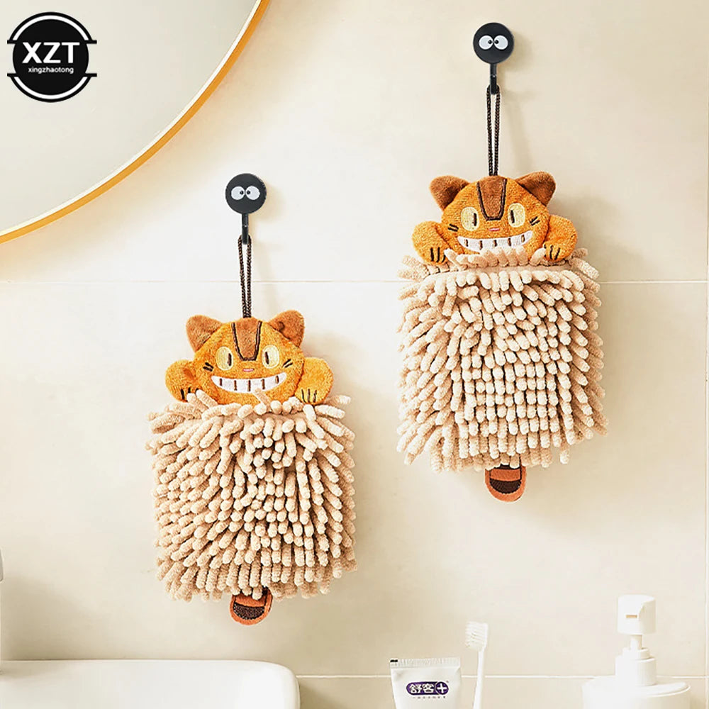 Cartoon Cat Chenille Hand Towel – Soft, Absorbent & Quick-Dry