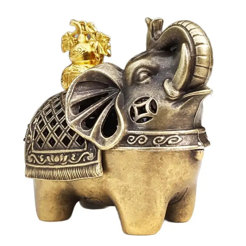 Creative Elephant Alloy Incense Burner Vintage Hollow Out Design Sandalwood Aromatherapy Stove For Yoga Spa Meditation Room Peaceful Pleasures Health and Wellness B