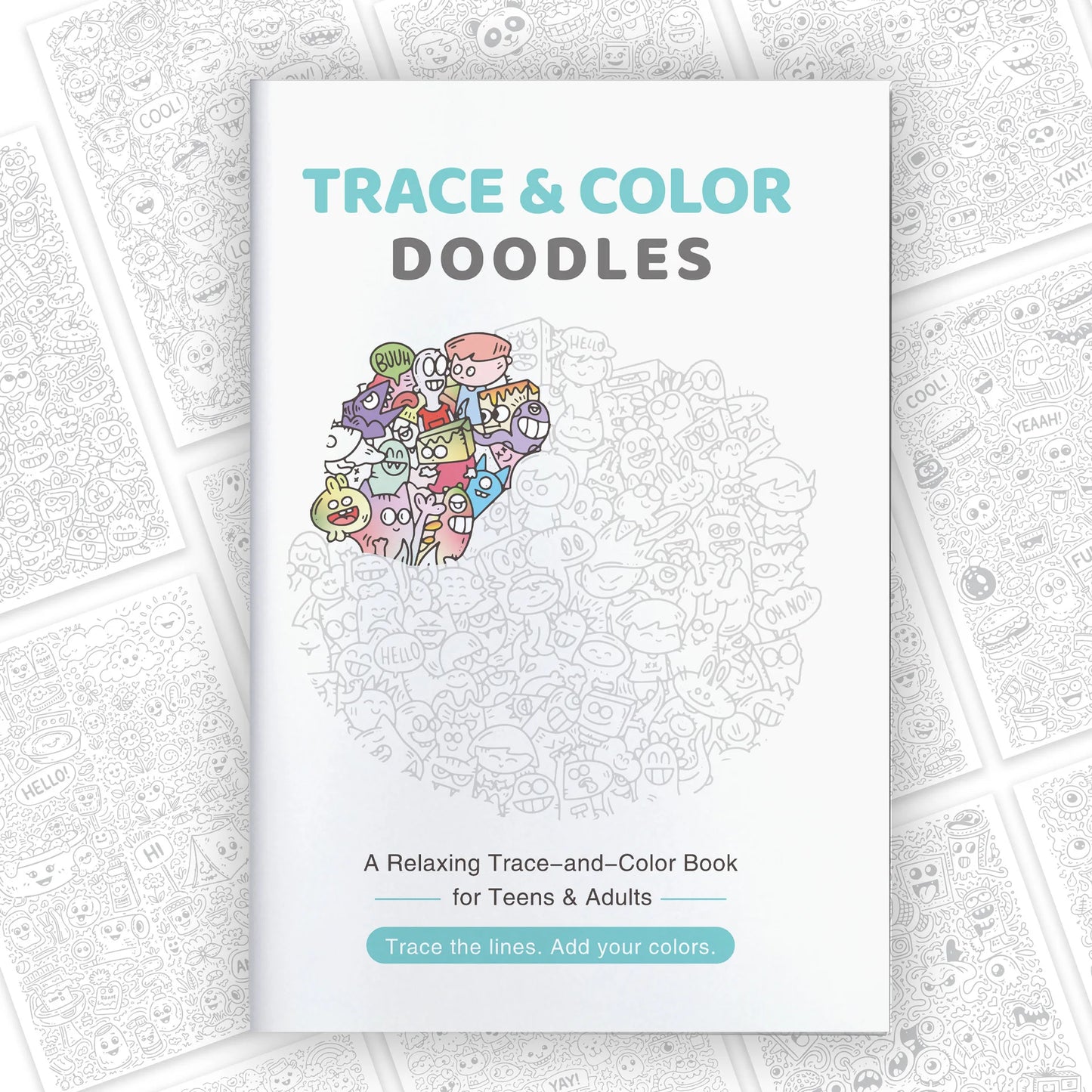 28 Page Trace&color Doodles Coloring Book Relaxing Doodle Art Tracing