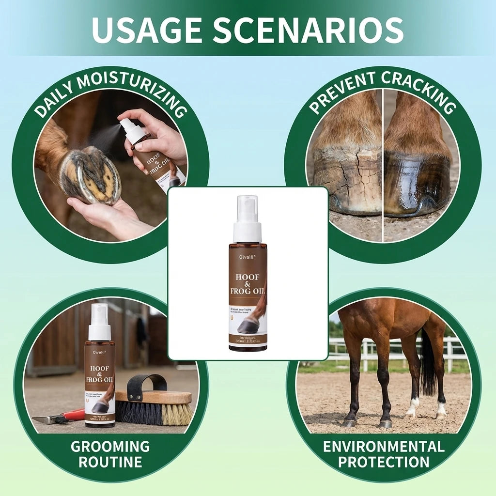 Horse-Hoof Care Oil Spray 100ml Moisturizing Formula For Horses With Even Application Peaceful Pleasures Health and Wellness