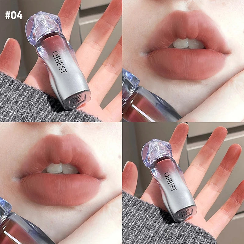 QIBEST 4 Colors Matte Lip Mud Soft Fog Brown Stain Lipgloss Waterproof Liquid Lipstick Easy To Wear Lip Tint Lasting Cosmetics Peaceful Pleasures Health and Wellness 04