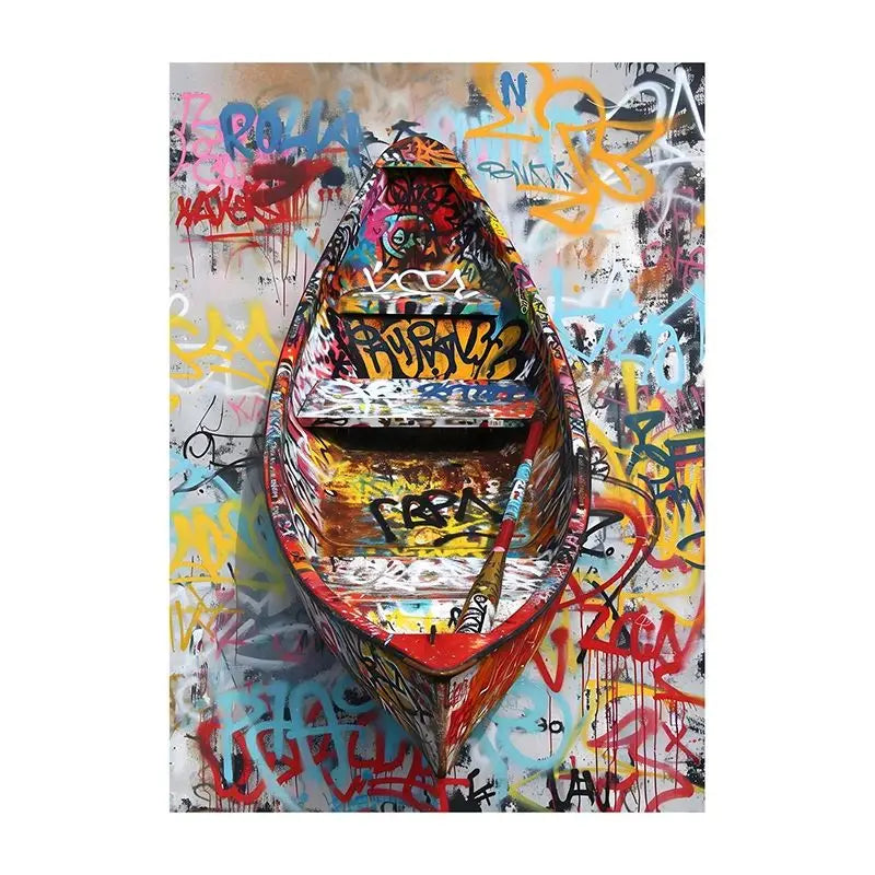 Abstract Graffiti Canvas Wall Art | Colorful Surreal Print