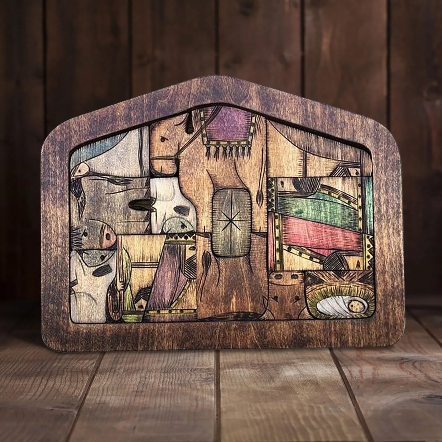 Wooden Nativity Puzzle Set – Wood-Burned Jigsaw Figurines