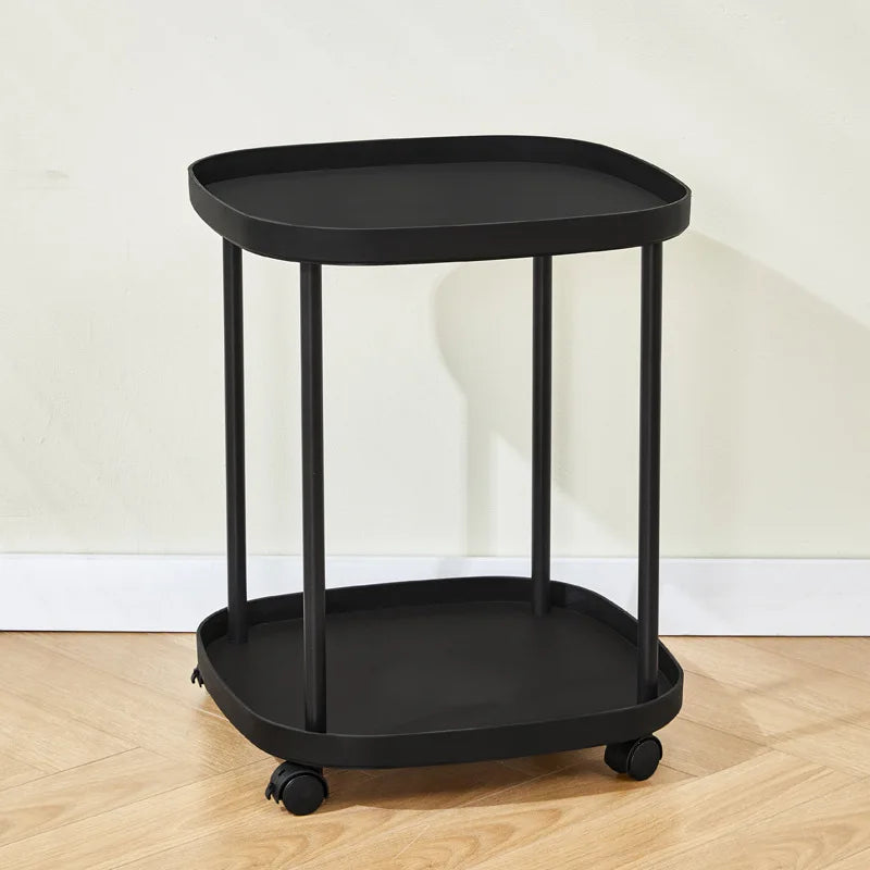 Quick Easy Assembly Simple Modern Stylish Lightweight Nightstand With Storage Shelf For Small Space Bedroom Apartment Renters Peaceful Pleasures Health and Wellness 2 Layers Black