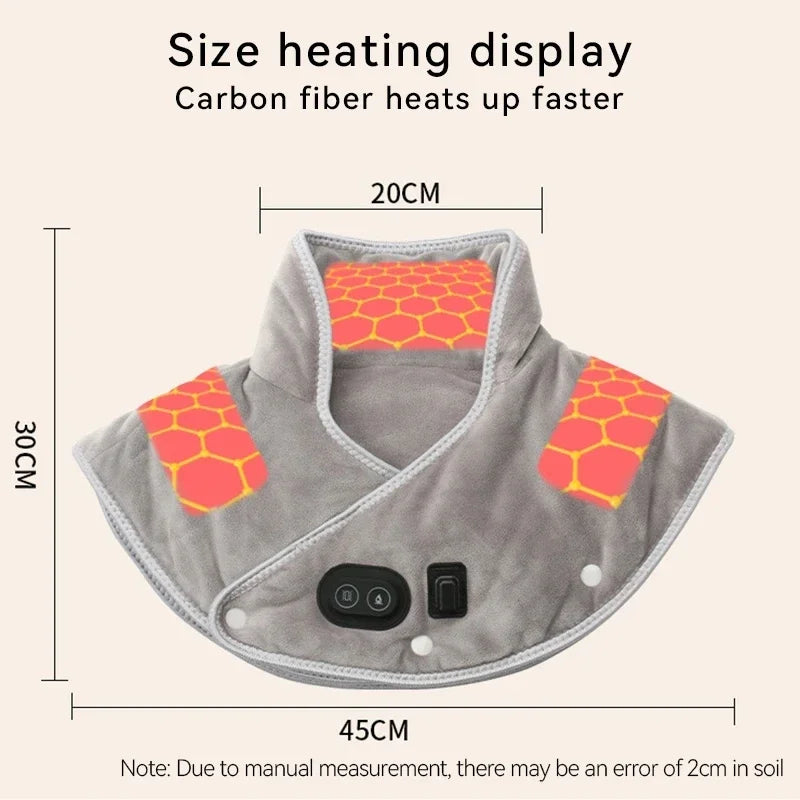 Electric Heating Shoulder Neck Pad Cervical Wrap Three Gear Thermal Compress Massager Vibration Shawl Warm Back Tool Relax Brace Peaceful Pleasures Health and Wellness