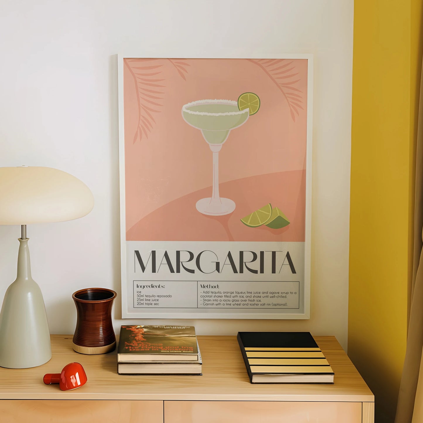 Modern Margarita Cocktail Canvas Wall Art Print | Bar Decor