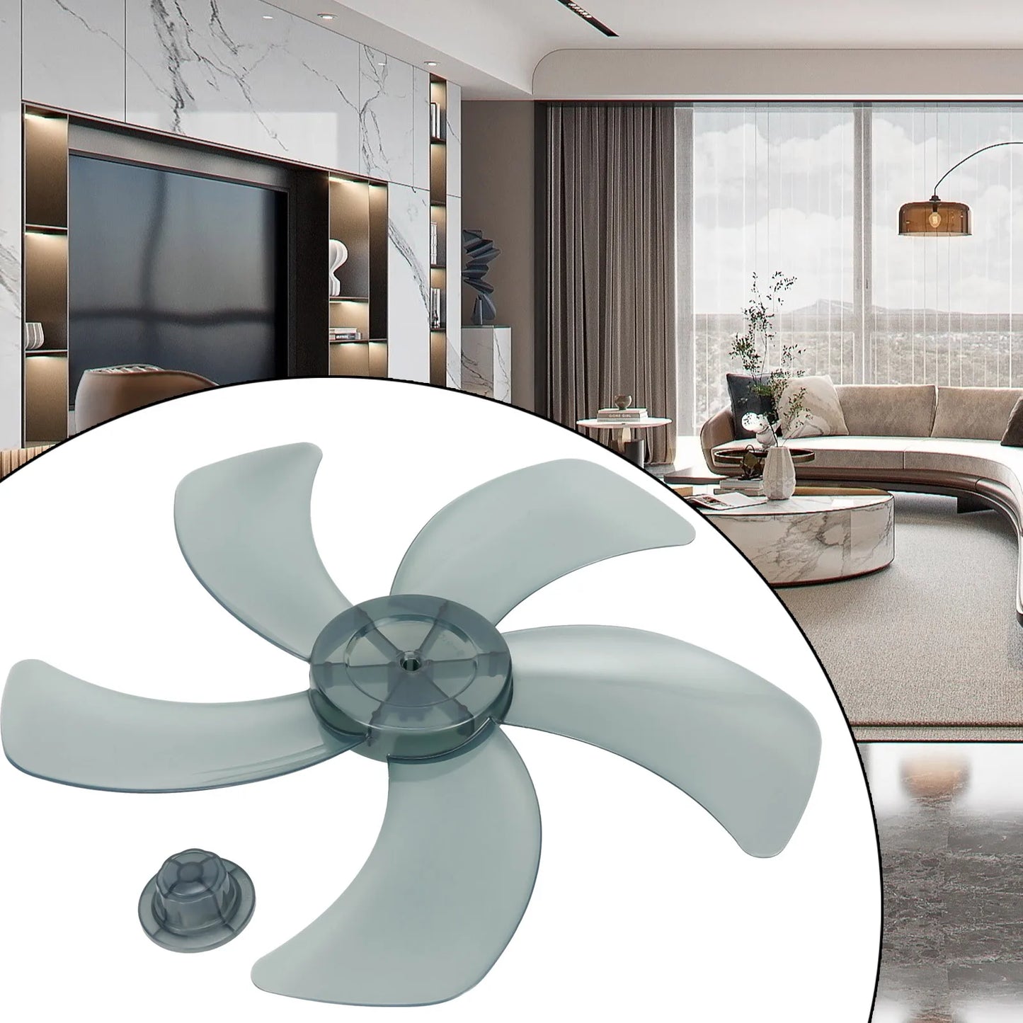 Household Plastic Fan Blade 5 Leaves Nut Cover Pedestal Impellor
